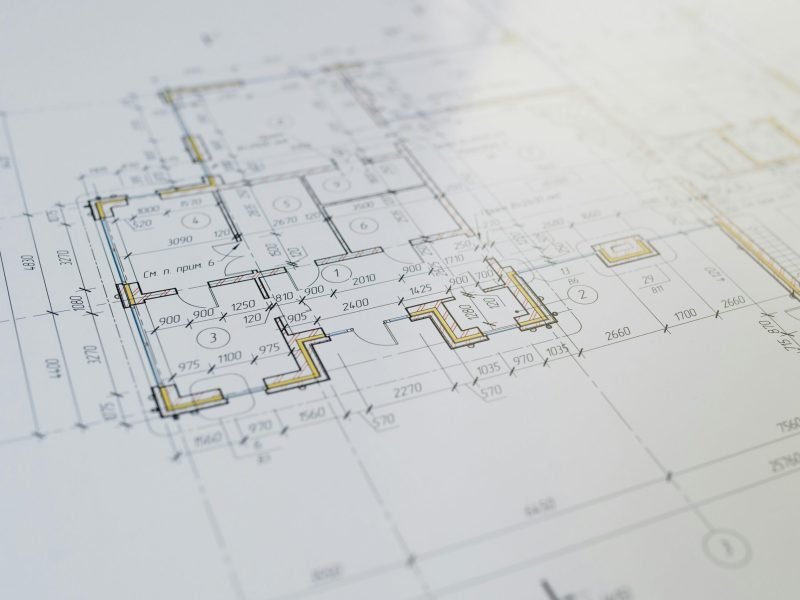 High-resolution close-up of an architectural floor plan showcasing design details.